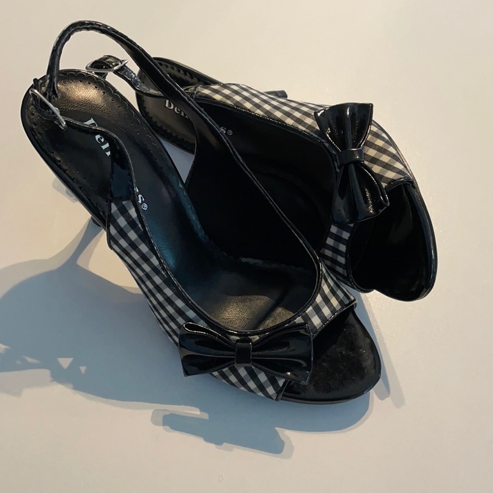 Black and white Gingham heels